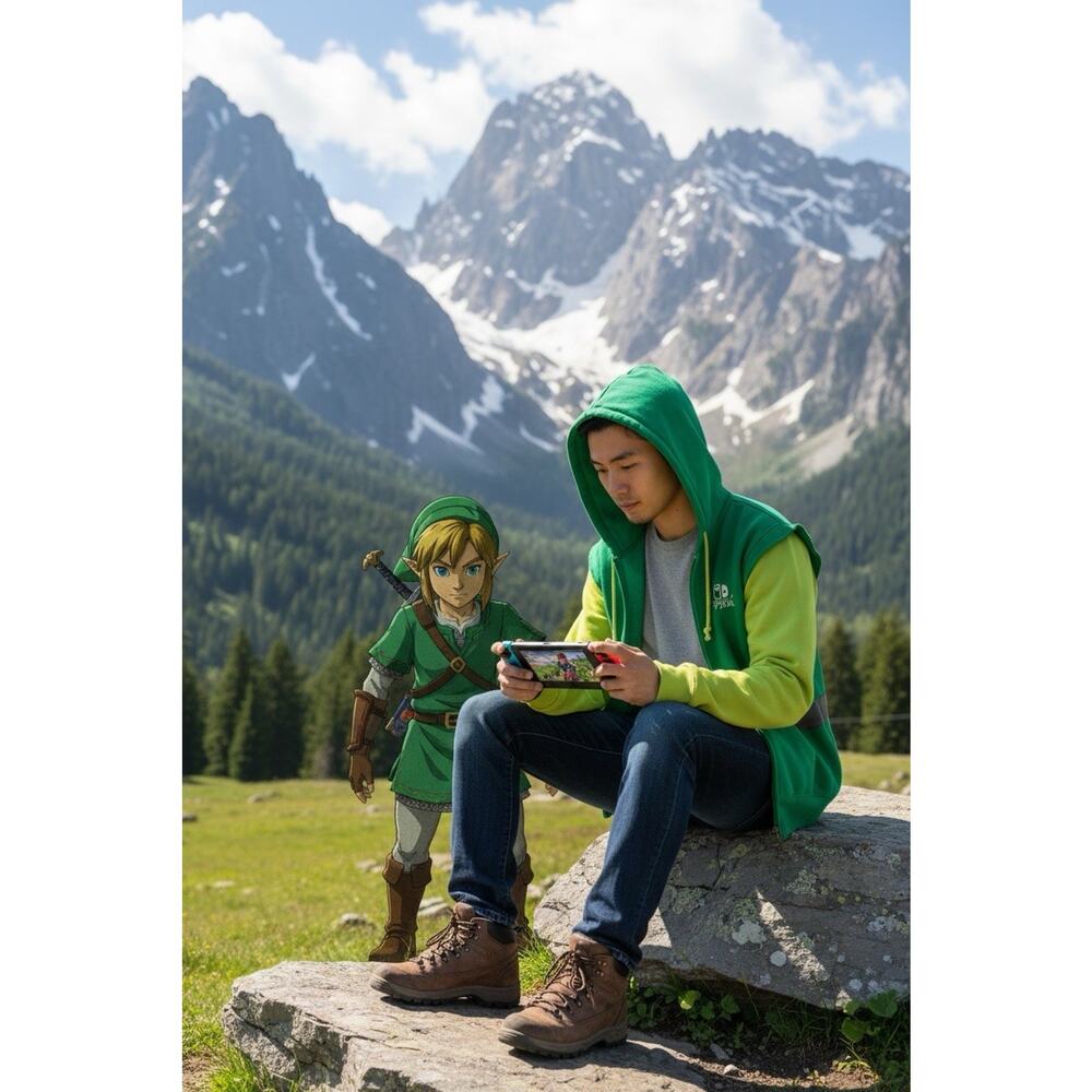 Official Legend of Zelda Windwalker Men's Large Link Hoodie Ninenteno Cosplay